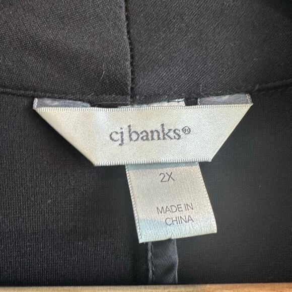 CJ Banks Knit Moto Style Open Front Jacket Black 2X - Picture 2 of 7